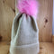 Cream with Pink PomPom
